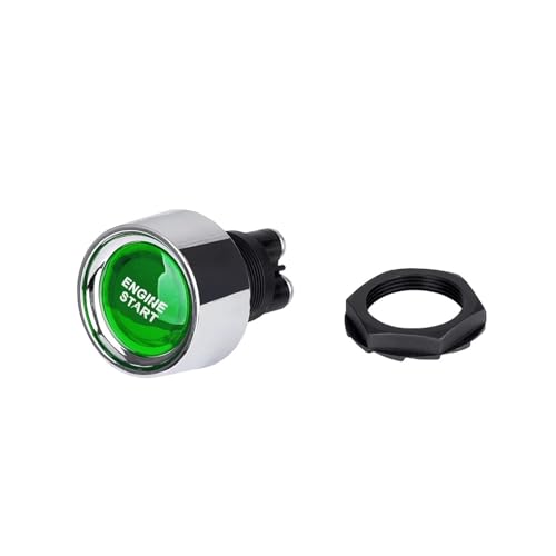 1PC Auto Motor Starten Zündung Schalter 12V 50A 3 Pin SPST Momentary Keyless Push Button Starter Schalter AUF OFF for Autos Marine RV(Green) von HUBXHEIY