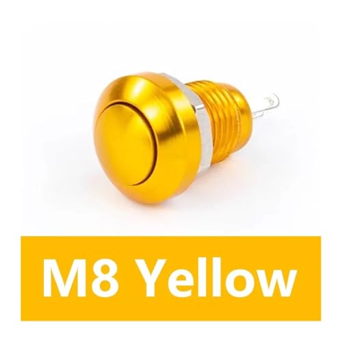 5/20/100PCS 8mm Wasserdicht Momentary Metall Türklingel Push Button Switch Auto Motor Auto Start Starter(Yellow,20PCS) von HUBXHEIY