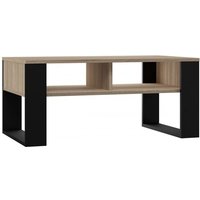 Cdf Couchtisch Modern 2P Farbe: Eiche Sonoma - Schwarz Moderne Bank für ein Wohnzimmer, Zimmer, Büro Form: Quadrat, Rechteck Regal für Kleinigkeiten, von TOPESHOP