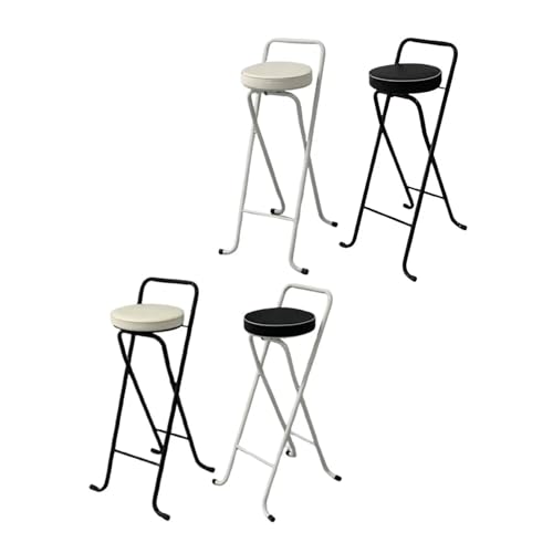 HUDFVIOI Klappbarer Barhocker Barhocker, rund, klappbar, for Küche, Innenbereich, Garten, Café, Restaurant(Whitetube Blackseat) von HUDFVIOI