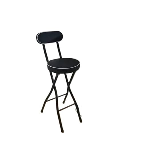 HUDFVIOI Klappbarer Barhocker Faltbare Barstühle, einfacher Hocker for die Registrierkasse zu Hause, tragbar(Height 65cm Black) von HUDFVIOI