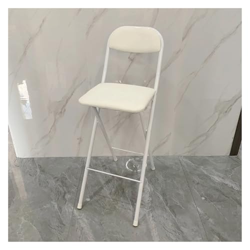 HUDFVIOI Klappbarer Barhocker Klappbare Barhocker mit hoher Rückenlehne, gepolstert, klappbare Stühle in Thekenhöhe(White 65cm) von HUDFVIOI