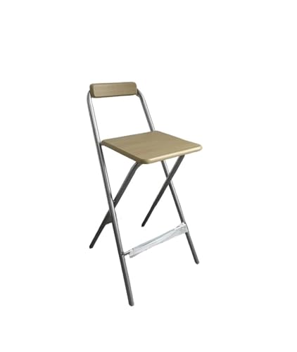 HUDFVIOI Klappbarer Barhocker Klappbarer Barhocker mit Rückenlehne Kreativtheke(Silver - Wood Grain) von HUDFVIOI