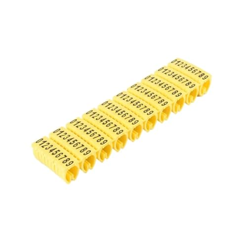 Kabelkennzeichnung 100/150 Pcs Kabel Marker Gelb C-Typ Marker Anzahl Tag Label for 2-8mm Draht Netzwerk Kabel Für den Einsatz im Büro(M-1AS(2.5mm)100PCS) von HUDFVIOI