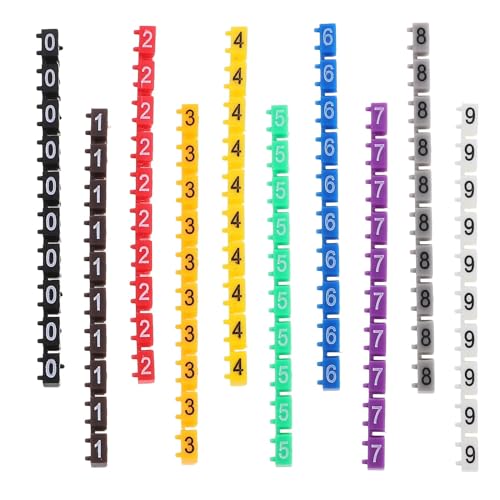 Kabelkennzeichnung 150 Pcs Elektrische Aufkleber Draht Nummer Label Multicolor Kabel Marker Etikettierer Elektrische 0-Krawatte Clip-auf Selbst-Adhesive Elektrische Für den Einsatz im Büro(0.48X0.30X0 von HUDFVIOI