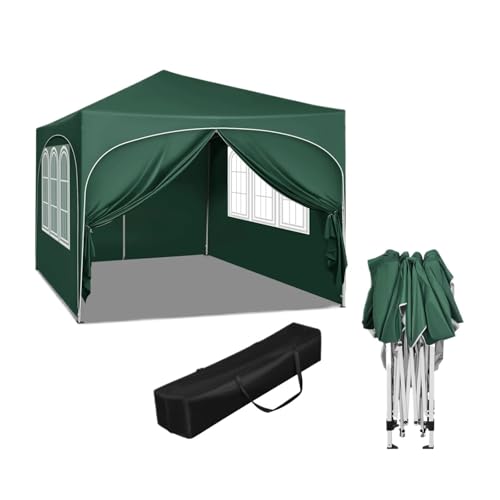 Pop-up-Pavillon Faltpavillon mit Seitenwänden höhenverstellbar Partyzelt wasserabweisender Schutz for Garten Camping Picknick(Green) von HUDFVIOI