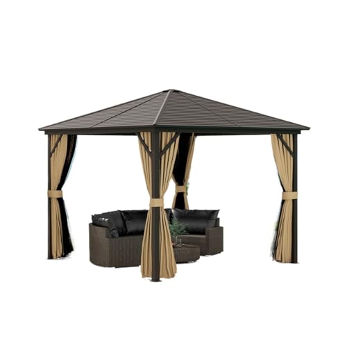 Pop-up-Pavillon Hardtop-Pavillon mit Netz und Vorhängen, Gartenpavillon-Überdachung mit Metalldach Pop-up-Pavillon Hardtop-Pavillon mit Netz und Vorhängen, Gartenpavillon-Überdachung mit Metalldach von HUDFVIOI