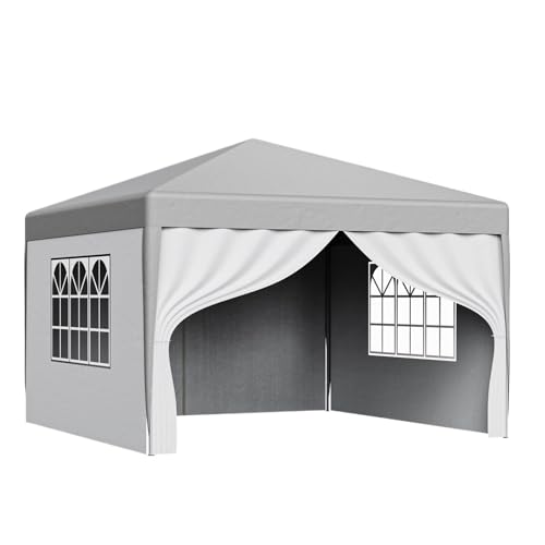 Pop-up-Pavillon Pop-Up-Pavillon im Freien wasserdichte Leinwand Sonnenschutzzelt Garten Schatten Membran Strand Regenschirm Markise Tarp Shelter(3M Grey White Side) von HUDFVIOI