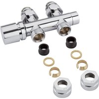 Control - Hahnblock Heizkörperventil Gerade Manuell Chrom inkl. Multiadapter für 15mm Kupferrohre im Set - Hudson Reed von HUDSON REED