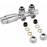 Control - Hahnblock Heizkörperwinkelventil Manuell & thermostatisch Chrom inkl. Multiadapter für 15mm Kupferrohre im Set - Hudson Reed von HUDSON REED