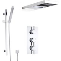 Duschsystem Ecco inkl Kopfbrause mit Wasserfall&44 Handbrause mit stange & Thermostat Duscharmatur von HUDSON REED