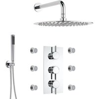 Duschsystem inkl Kopfbrause&44 Handbrause&44 Seitenbrausen & Thermostat Duscharmatur - Ecco von HUDSON REED