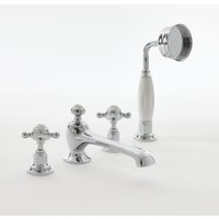 Elizabeth - 4-Loch Badewannen-Mischbatterie mit 2 Kreuzgriffen mit Handbrause- Chrom und Schwarz - Hudson Reed von HUDSON REED