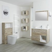 Hoxton Badmöbelset - 800mm Waschtischunterschrank & wc mit Spülkastenverkleidung - Helle Eiche - Hudson Reed von HUDSON REED