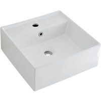 Aufsatzwaschbecken Halwell - Moderne Waschschale aus Keramik in Weiß Quadratisch 400MM Breite - Waschbecken Waschtisch - Hudson Reed von HUDSON REED