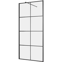 Hudson Reed Barq - 900mm umkehrbare Walk-In Duschwand mit schwarzem Profil&44 Stützarm und Gittermuster Hudson Reed Barq - 900mm umkehrbare Walk-In Duschwand mit schwarzem Profil&44 Stützarm und Gittermuster von HUDSON REED