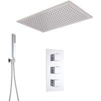 Hudson Reed Duschsystem - Thermostatische Unterputzgarnitur inkl. 230MM Handbrause quadratisch und 800MM x 500MM Kopfbrause von HUDSON REED