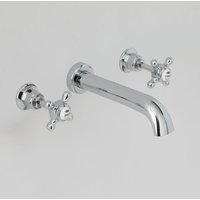 Hudson Reed Elizabeth - Traditionelle 3-Loch Waschtisch-Wandarmatur mit Kreuzgriffen - Chrom und Weiß von HUDSON REED