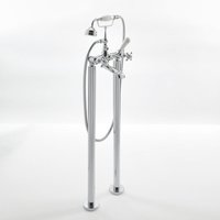 Hudson Reed Elizabeth - Traditionelle Freistehende Kreuzgriff-Wannenarmatur mit Brause - Chrom und Weiß Hudson Reed Elizabeth - Traditionelle Freistehende Kreuzgriff-Wannenarmatur mit Brause - Chrom und Weiß von HUDSON REED