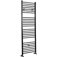 Nox - Moderner Handtuchheizkörper 1800mm x 600mm (Flach) in Schwarz - Hudson Reed von HUDSON REED