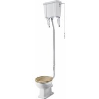 Hudson Reed Richmond - 2-teilige Keramik-Toilette mit nostalgischem Design und hochsitzendem Spülkasten - WC Sitz in Eiche von HUDSON REED