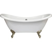 Hudson Reed Verona - Freistehende Badewanne 1750 mm aus Acryl in Weiß mit Greiffüßen in Antikem Gold von HUDSON REED