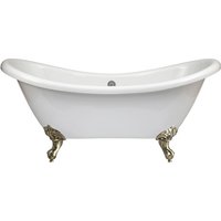 Verona - Freistehende Badewanne 1750 mm aus Acryl in Weiß mit Greiffüßen in Antikem Gold - Hudson Reed von HUDSON REED