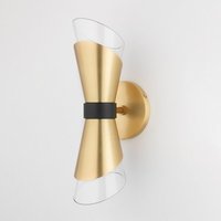 Angie 2-flammige Wandleuchte Nickel poliert, Schwarz, Glas von HUDSON VALLEY LIGHTING