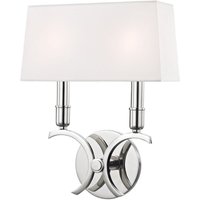 Gwen 2 leichte kleine Wandleuchte Nickel poliert, Kunstseide von HUDSON VALLEY LIGHTING