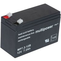 Multipower Blei-Akku MP 7,2 - 12, Pb 12V/7,2 Ah - Stecksystem Faston 6,3 - Kapazität 7200 mAh von HÜCKMANN