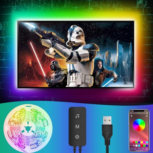 4M LED TV Hintergrundbeleuchtung,RGB LED Strip mit APP-Steuerung, Farbwechselnde USB Streifen für 40-70 Zoll TV/PC, Flexibel Selbstklebend Beleuchtungslichtleiste für Schränke,Treppen,Party,DIY 4M LED TV Hintergrundbeleuchtung,RGB LED Strip mit APP-Steuerung, Farbwechselnde USB Streifen für 40-70 Zoll TV/PC, Flexibel Selbstklebend Beleuchtungslichtleiste für Schränke,Treppen,Party,DIY von HUEMIHUI
