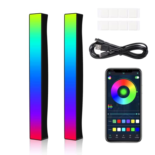 2 Stück RGB Pickup Rhythm Licht, Batteriebetriebene Lichtleiste, App-Steuerung 32-Bit Musik-LED, USB Sprachaktivierte Atmosphärenbeleuchtung für Auto, Spielzimmer, Desktop, Studio von HUEMIHUI