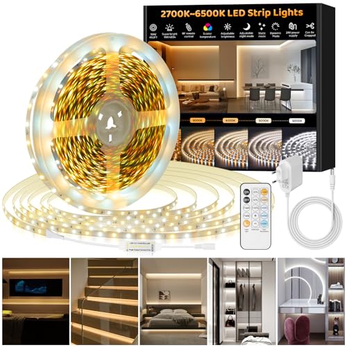 LED Strip 15M Warmweiß-KaltesWeiß,Dimmbar 2700K-6500K LED Streifen mit RF Fernbedienung & Netzteil,Super hell 900LEDs 24V LED Strip Light Kit,Selbstklebend DIY Flexible Lichtleiste für Party Heim Deko LED Strip 15M Warmweiß-KaltesWeiß,Dimmbar 2700K-6500K LED Streifen mit RF Fernbedienung & Netzteil,Super hell 900LEDs 24V LED Strip Light Kit,Selbstklebend DIY Flexible Lichtleiste für Party Heim Deko von HUEMIHUI