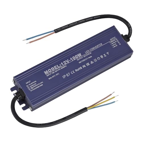 LED Trafo 12V 100W, IP67 Wasserdicht Transformator AC 100-264V auf DC 12V 8.3A LED Treiber, Ultradünn Konstantspannung Niedervolttrafo, LED Netzteil Driver für Innen Außenbereich Lichtleiste Strahler von HUEMIHUI