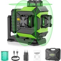 Huepar - 360 Kreuzlinienlaser mit 12 Linien Selbst-Nivellierung-Kreuzlinienlaser Nivelliergerät mit 3D Grünen Strahlen 30M mit Pulsmodus Ausrichten von HUEPAR