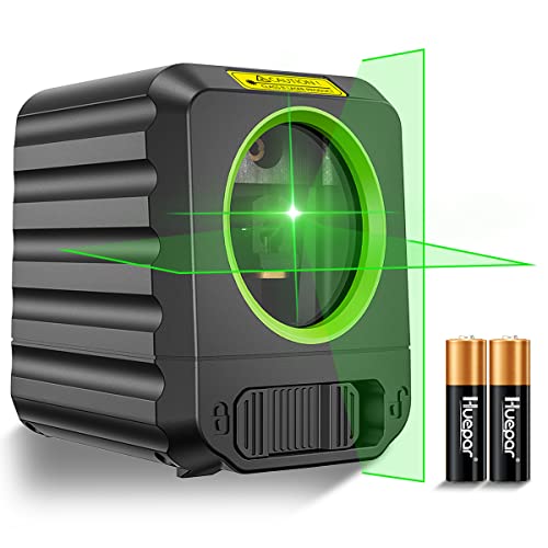 Huepar B011G Lasernivellier, Selbstnivellierender Lasernivellier mit Grünen Kreuzlinien Laser-Vertikale und Horizontale Linie, Laser-Tool für Bildaufhängen und DIY-Anwendung, Batterie enthaltend von Huepar