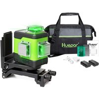 Huepar - Kreuzlinienlaser Grüner, 3 x 360° 25M Laser Level Tragbare Einstellen, 12 Selbstnivellierenden Vertikale und Horizontale Linie IP54 (mit von HUEPAR