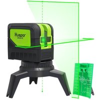 Huepar - Kreuzlinienlaser Grün mit 2 Laserpunkte, diy Linien Laser Selbstnivellierenden und Neigungsfunktion mit Lotfunktion, 15m Arbeitsbereich, von HUEPAR