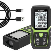 Laser Entfernungsmesser 100M mit Li-Ion-Akku, mit lcd Hintergrundbeleuchtung M/In/Ft mit Mehreren Messmodi wie Pythagoras/Abstand/Fläche/Volumen von HUEPAR