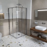 Next - Duschabtrennung und Schiebetür 90x90cm aus Klarglas + Hochglanz verchromte Profile (140103.069.322) - Hüppe von HÜPPE