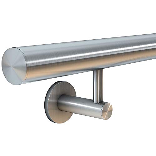 HUERO Edelstahl Handlauf | 4,2 m Länge (Rohr 2-tlg.) | V2A | Handlaufträger L-Form von HUERO