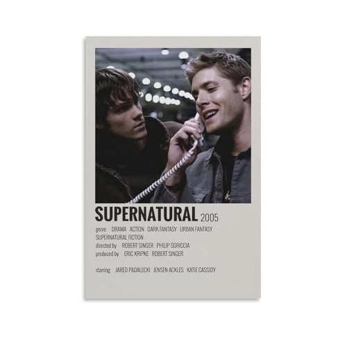 HUERWJRBJ Poster der TV-Serie "Supernatural", moderne Kunst, Gemälde, ästhetischer Leinwandbezug, Wandkunst, Poster, geeignet für jeden Ort, 50 x 75 cm, ungerahmter Stil von HUERWJRBJ