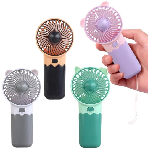 HUFACAI 4 Stück Mini Handventilator Batteriebetriebener Ventilator,Hohe Geschwindigkeit und Leicht,Kleiner Persönlicher Kühlventilator für Reisen Strand Camping für Mädchen Kinder Frauen Männer von HUFACAI