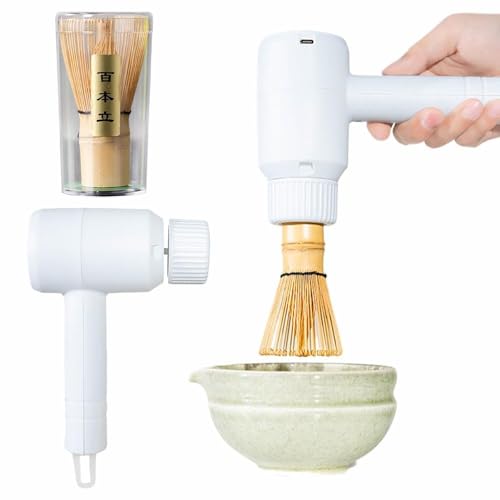 Matcha Elektrisches Schneebesen Set, Wiederaufladbarer Handmixer mit Schneebesen, Automatischer Schneebesen Elektrischer Handmixer für Matcha Teeliebhaber, Einfach zu bedienen von HUFACAI