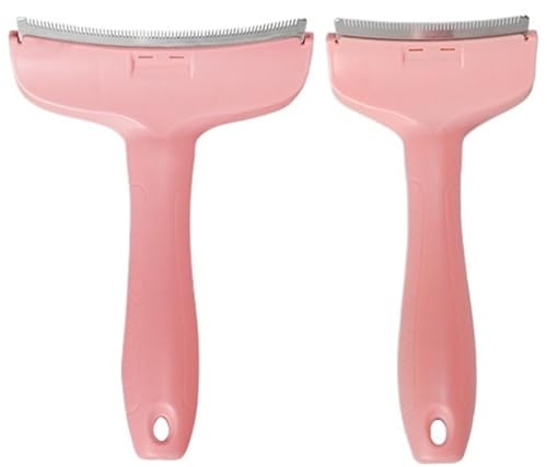 V-Zahn-Enthaarungskamm for Haustiere, Fellpflege for Hunde Und Katzen, Haarentfernungsbürste, Tierhaarentfernungswerkzeug, Tierhaarentfernungswerkzeug Mit Gebogener Form(Pink) von HUFENYU