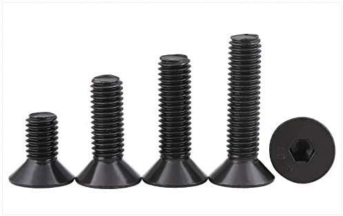 HUFFA Kohlenstoffstahl Senkkopf M4 M5 M6 M8 M10 Schrauben Bolzen Schwarze Flachkopfschrauben Innensechskantschrauben (Size : M10X50 8pcs) von HUFFA