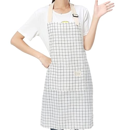 HUFFA Mode Dame Frauen Männer Verstellbare Baumwolle Leinen Hochwertige Küchenschürze for Kochen Backen Restaurant Schürze (Color : Style1, Size : M) von HUFFA