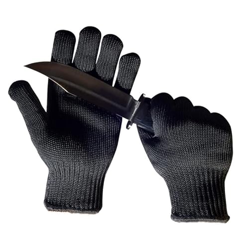 HUFFA Schwarz Level 5 Anti-Schnitt-Handschuhe Sicherheitsschnittfeste Stichfeste Draht-Metall-Arbeitshandschuhe Garten-Küche-Haushalts-Sicherheitshandschuhe (Color : Black, Size : L) von HUFFA