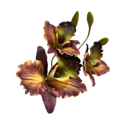 HUFFA Simulation Phalaenopsis Orchidee Künstliche Blume - Retro Ölgemälde Magnolie for Wohnkultur(Reddishbrown) von HUFFA