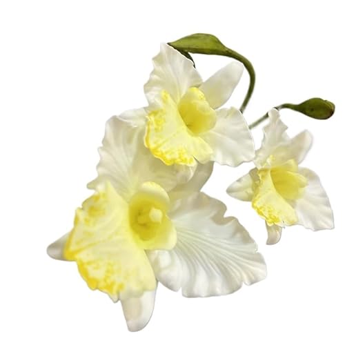 HUFFA Simulation Phalaenopsis Orchidee Künstliche Blume - Retro Ölgemälde Magnolie for Wohnkultur(Weiß) von HUFFA
